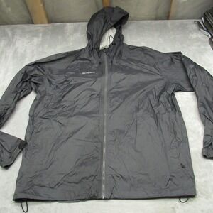 Simms Rain Jacket Mens XL Gray Full Zip Windproof Lightweight Hooded Wind Fish